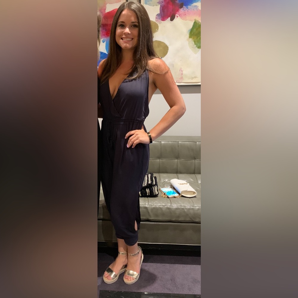 Grey Halter Top Jumpsuit Open Back